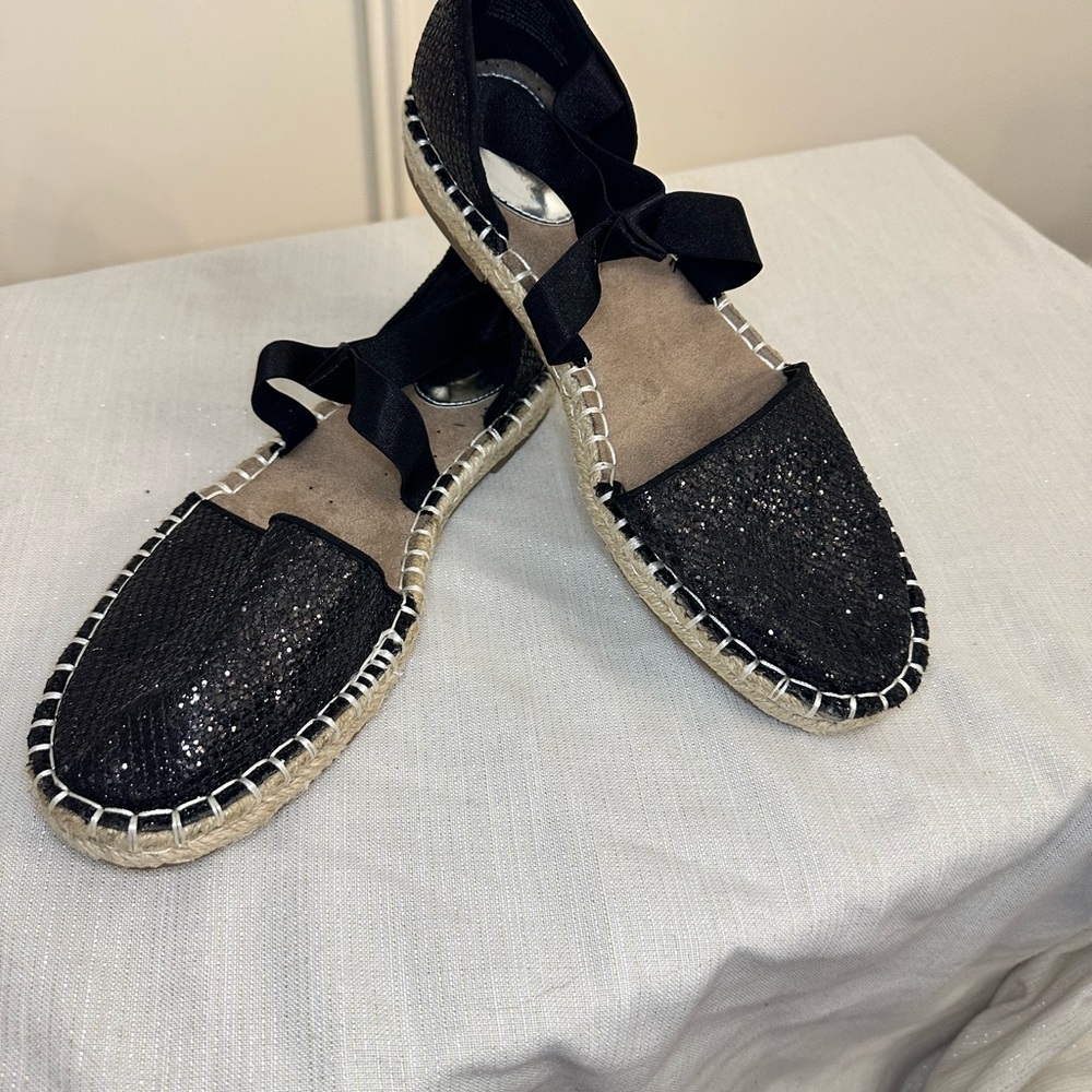 Kenneth Cole Reaction Black Espadrille Shoes with Rope Sole